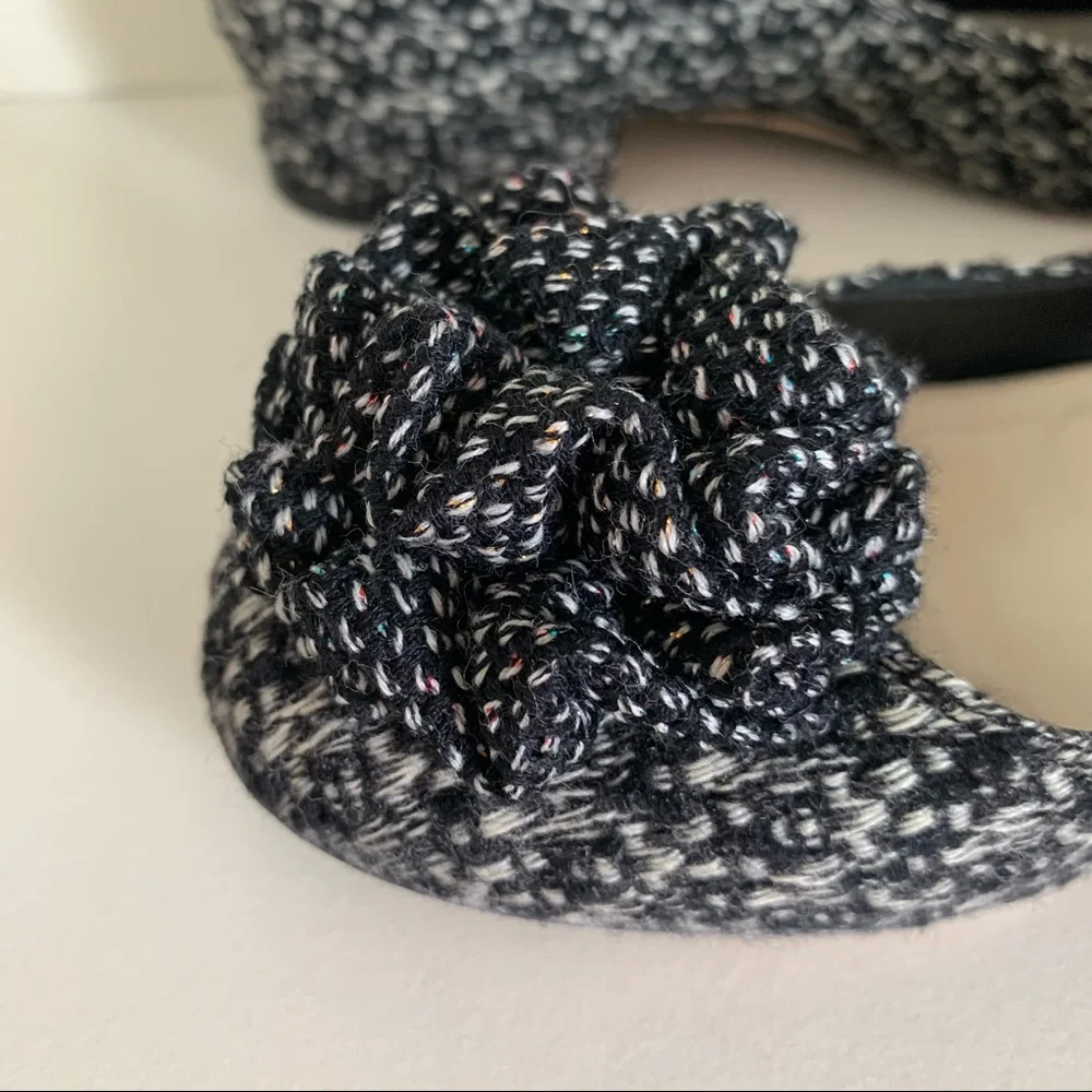 Chanel tweed camellia ballerinas
